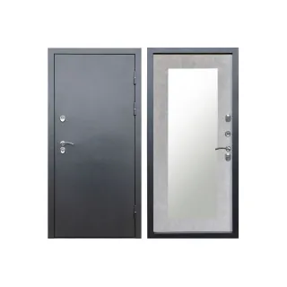 Дверь с терморазрывом Termo Сибирь Серебро с зеркалом Триумф Бетон Светлый