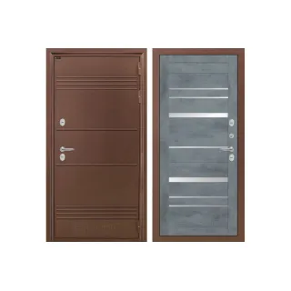 Входная дверь с терморазрывом Лабиринт Термо Лайт 20 - Бетон темный, зеркальные вставки